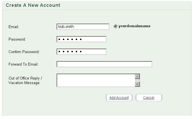 create a new account form